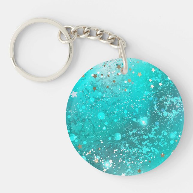 Mint Turquoise Foil Hintergrund Schlüsselanhänger (Vorderseite)