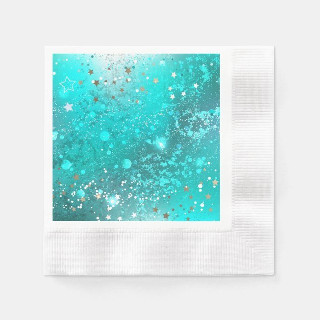 Mint Turquoise Foil Hintergrund Serviette (Vorderseite)