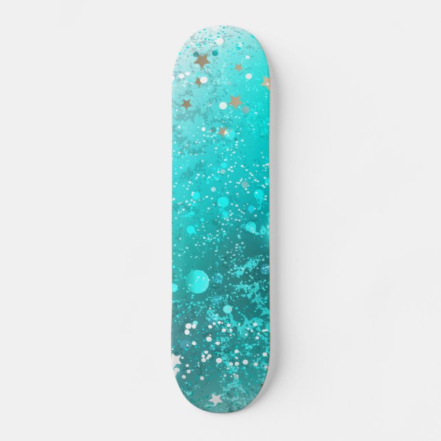 Mint Turquoise Foil Hintergrund Skateboard (Vorderseite)