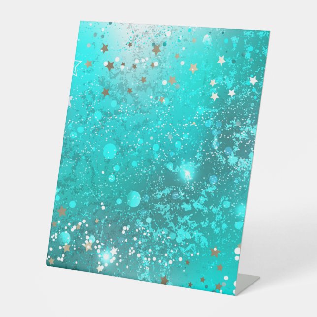 Mint Turquoise Foil Hintergrund Sockelschild (Vorderseite)