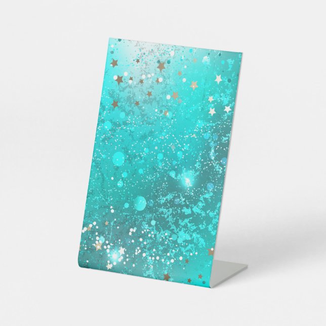 Mint Turquoise Foil Hintergrund Sockelschild (Vorderseite)