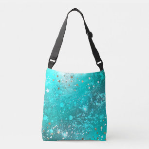 Mint Turquoise Foil Hintergrund Tragetaschen Mit Langen Trägern
