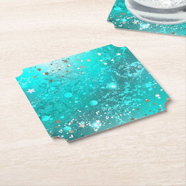 Mint Turquoise Foil Hintergrund Untersetzer (angewinkelt)