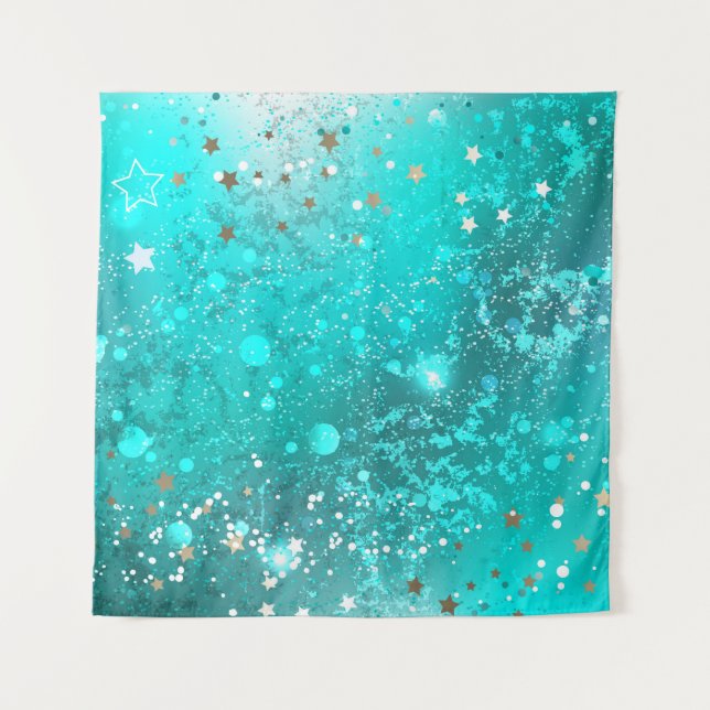 Mint Turquoise Foil Hintergrund Wandteppich (Vorderseite)
