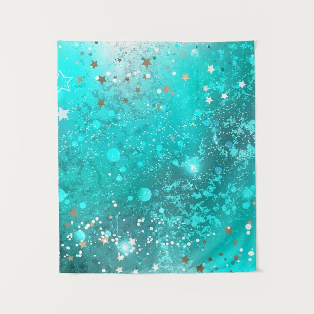 Mint Turquoise Foil Hintergrund Wandteppich (Vorderseite)