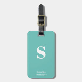 Mint Turquoise Green Monogram Stilvolle Schreibmas Gepäckanhänger