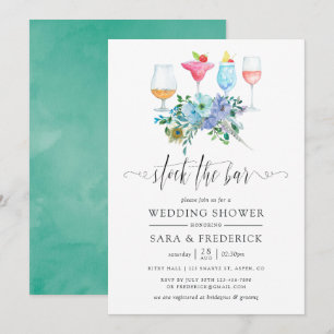 Mint und Blau Boho Floral Stock the Bar Einladung