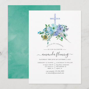 Mint- und Blaue Boho-Firmung Einladung