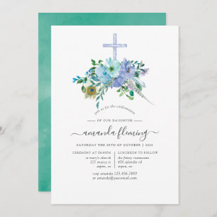 Mint und Blue Boho Bestätigung Einladung