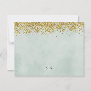 Mint und Gold Confetti Mit Monogramm Stationery Mitteilungskarte