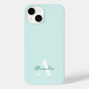 Mint- und grüne moderne Anfangsmonogramm Case-Mate iPhone 14 Hülle