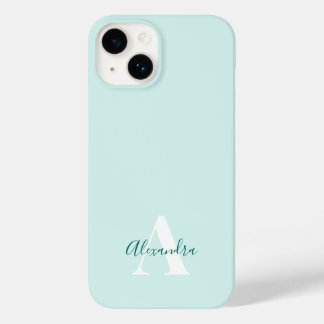 Mint- und grüne moderne Anfangsmonogramm Case-Mate iPhone 14 Hülle