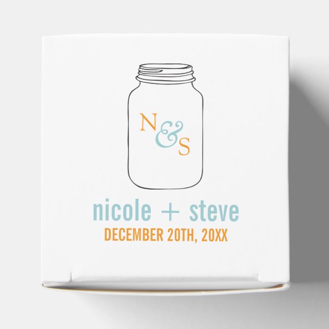 Mint und Mandarine Mason Jar Monogram Wedding Geschenkschachtel (Oben)