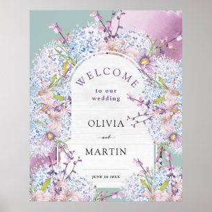 Mint und Mauve Wedding Wassercolor Blumenposter Poster