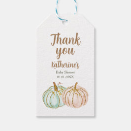 Mint und Peach Pumpkin Danke Tag. Geschenkanhänger