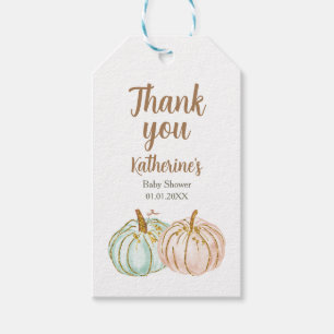 Mint und Peach Pumpkin Danke Tag. Geschenkanhänger