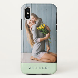 Mint   Vertikales Foto Monogramm personalisiert Case-Mate iPhone Hülle