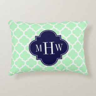 Mint, was marokkanisch #5 Navy Blue 3 Initial Mono Dekokissen