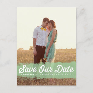 MINT-WASSERFARBSPLASH SAVE-THE-DATE-POSTKARTE ANKÜNDIGUNGSPOSTKARTE