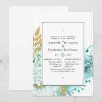 Mint Watercolor Blues Hochzeitsessen Probe