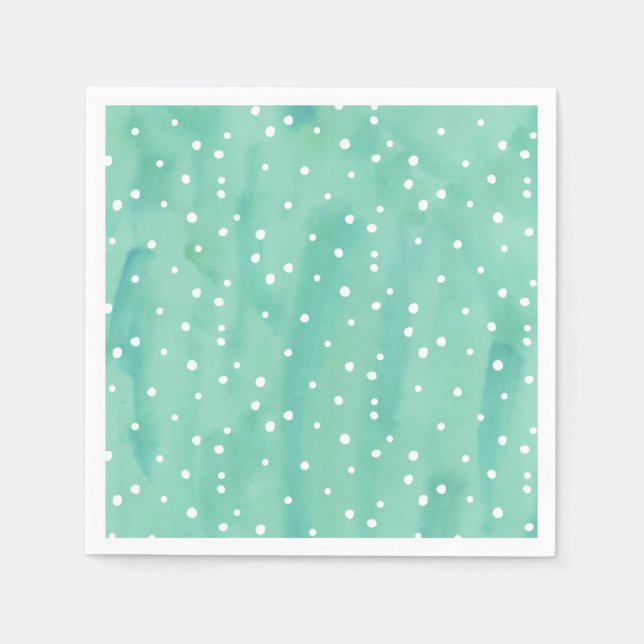 Mint Watercolor Dots Babydusche Serviette (Vorderseite)