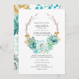 Mint Watercolor Floral Wedding Einladung