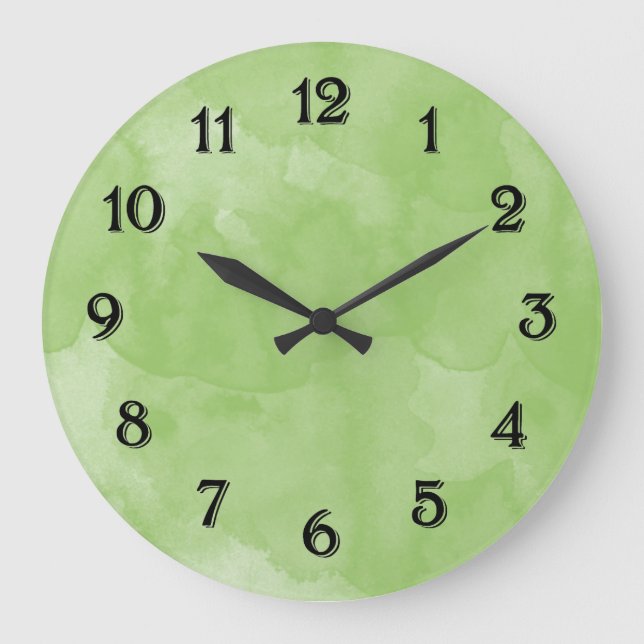 Mint Watercolor schick grüne Pastellfarben Große Wanduhr (Vorderseite)