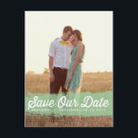 MINT WATERCOLOR SPLASH | SAVE THE DATE POSTCARD ANKÜNDIGUNGSPOSTKARTE<br><div class="desc">MINT GREEN WATERCOLOR SPLASH | SAVE THE DATE POSTCARD Moderne und skurrile Save the Date Postkarte mit Aquarellprägung und Retro-Schrift. Andere Farben und ähnliche Gegenstände sind in meinem Laden zu finden.</div>