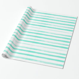 Mint Watercolor Stripe Beach Geschenkpapier