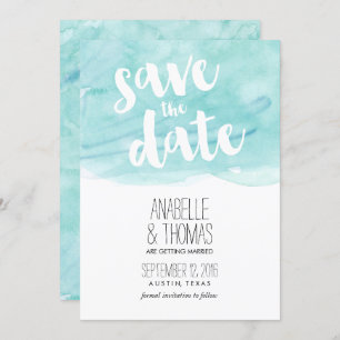 Mint Watercolor Wedding Save the Date Einladung