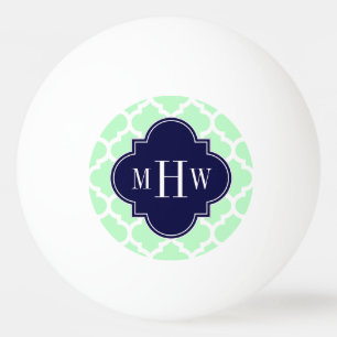 Mint, weiß marokkanisch #5 Navy 3 Initial Monogram Tischtennisball