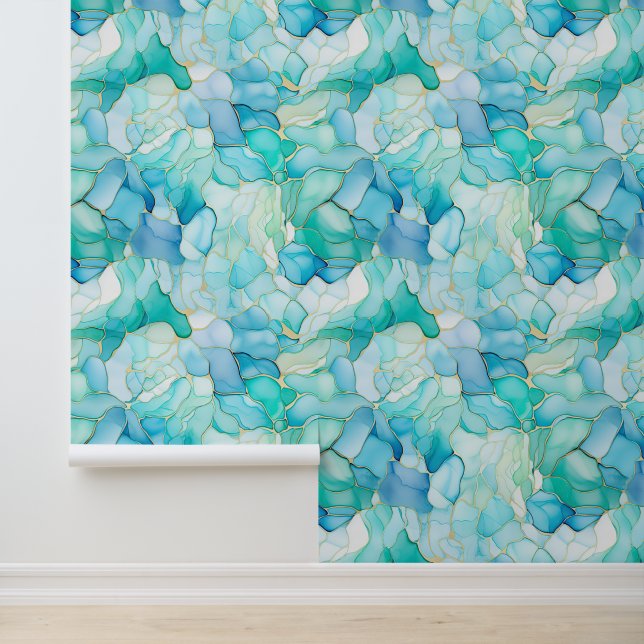 Mint White Aqua Abstrakt Tapete (Anwendung)