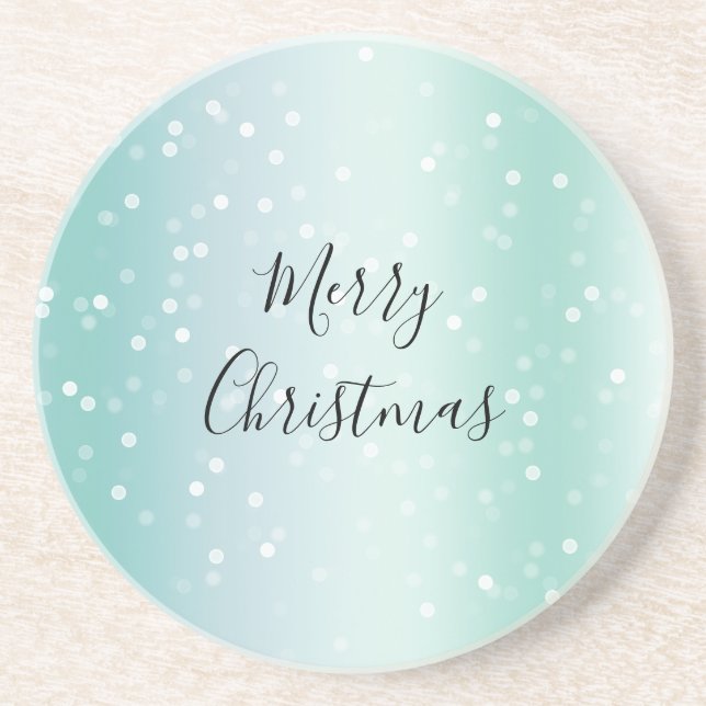 Mint White Bokeh Dots Celebration Getränkeuntersetzer (Vorne)