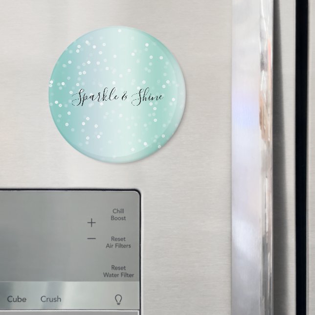 Mint White Bokeh Dots Celebration Magnet (In Situ (Kühlschrank))