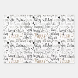 Mint White Fun Happy Balloons Birthday Geschenkpapier Set