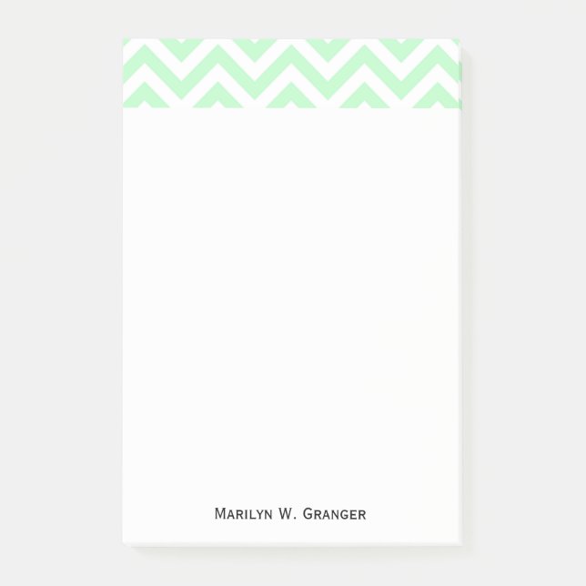 Mint White Large Zickzack ZigZag Muster Post-it Klebezettel (Vorderseite)