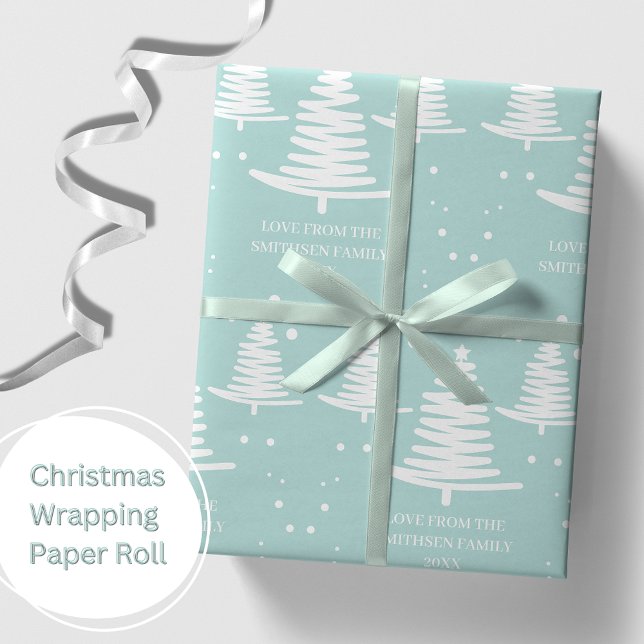 Mint White Minimalistische Weihnachtsbaumen Geschenkpapier (Von Creator hochgeladen)