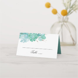 Mint Winter Blumen Hochzeit. Aquarellbilder Platzkarte