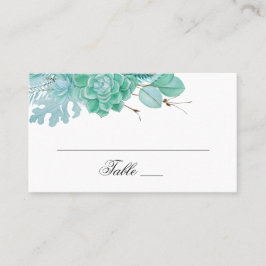 Mint Winter Blumen Hochzeit. Aquarellbilder Platzkarte