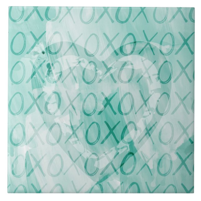 Mint XOXO Liebe Fliese (Vorderseite)