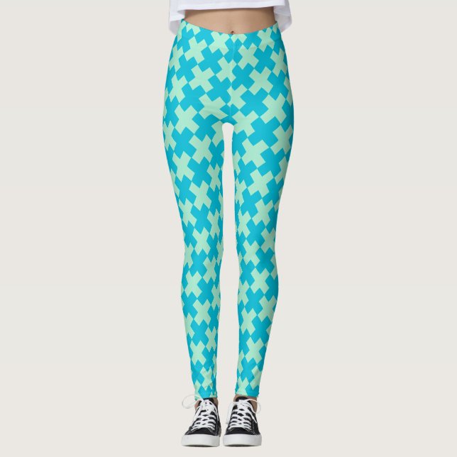 Mint Xscape Geometric Minimalismus Nahtloses Muste Leggings (Vorderseite)