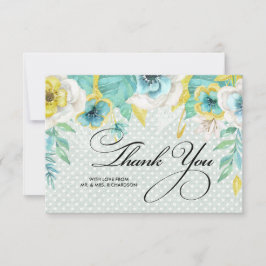 Mint | Yellow Floral Vielen Dank für Ihre Hochzeit Dankeskarte