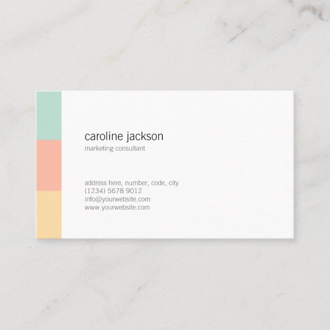 Mint yellow whiter Minimal elegant feminine card Visitenkarte (Vorderseite)