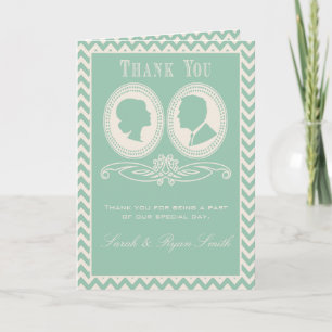 Mint Zickzack & Script Wedding Danke Cards