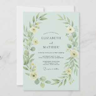 Minta Grüne Zarte Wiesenhochzeit Einladung
