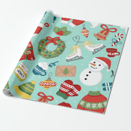 Mintblaue Holiday-Schneemann-Weihnachtspapier Geschenkpapier