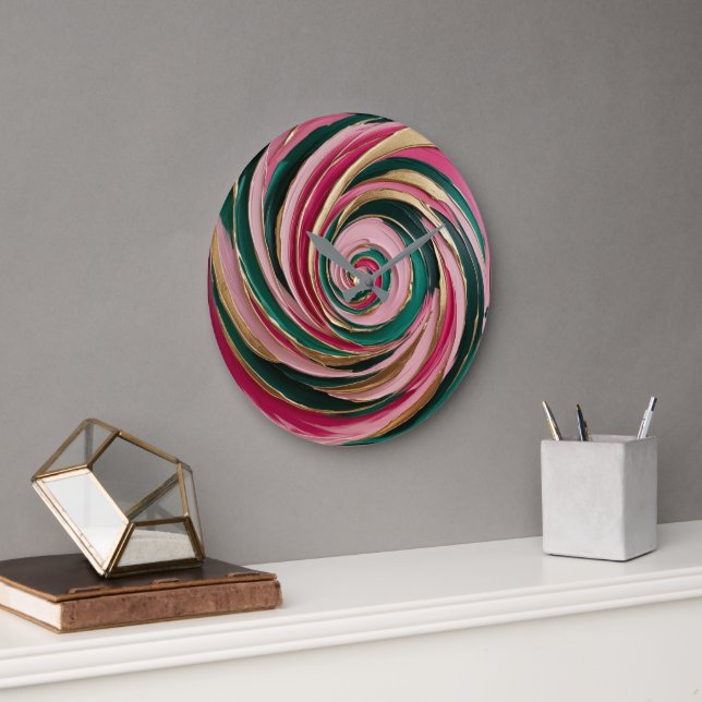 Minted Blush Marble Große Wanduhr (Büro)
