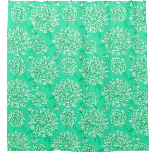 Mintflorale Duschvorhang (Vorderseite)