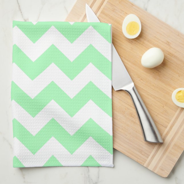 Mintgrün Chevron Geschirrtuch (Viertel Falte)