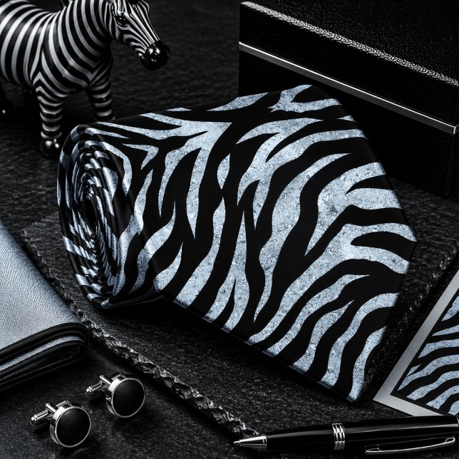 Mintgrün glitzernder Zebrawildtiermuster Krawatte (Von Creator hochgeladen)